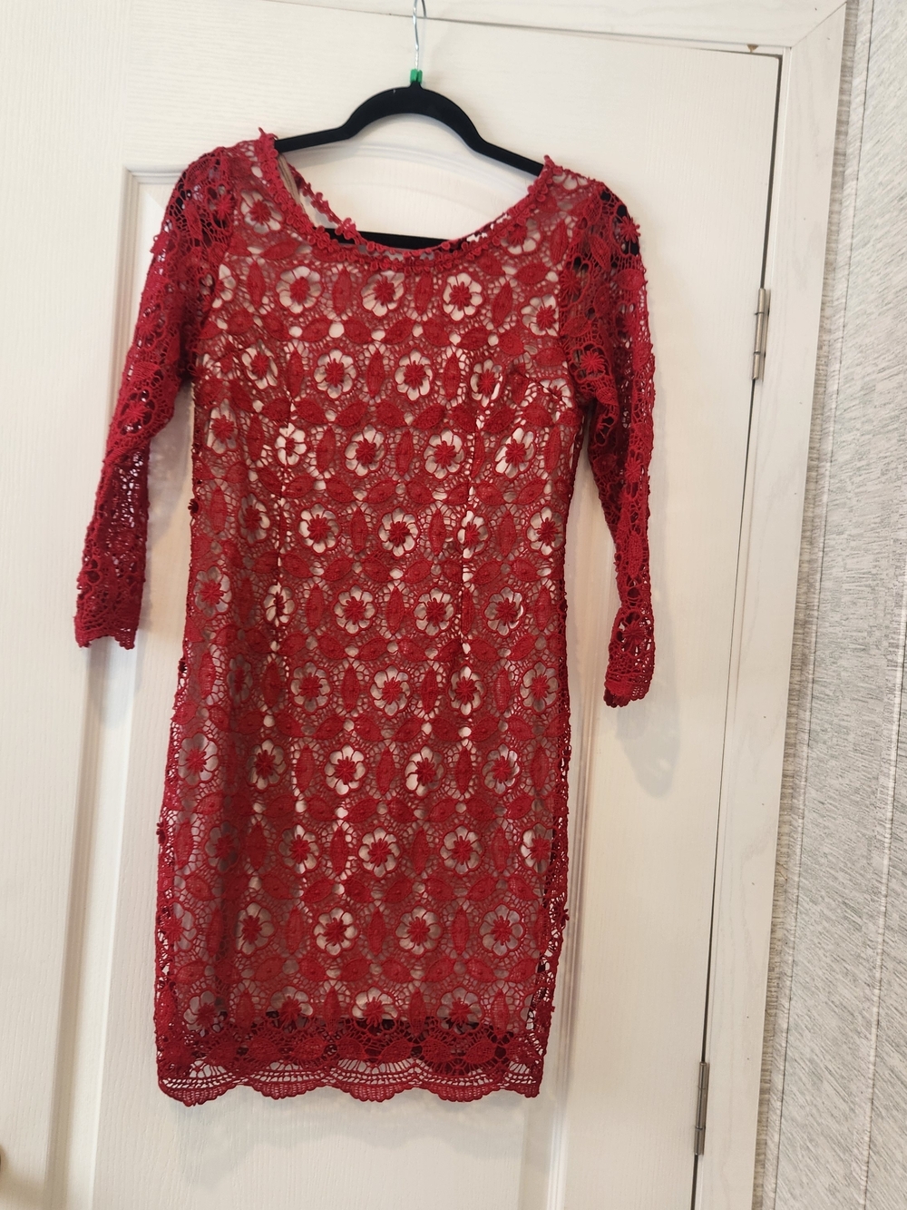Soieblu Red Floral Lace Midi Dress M BNWT